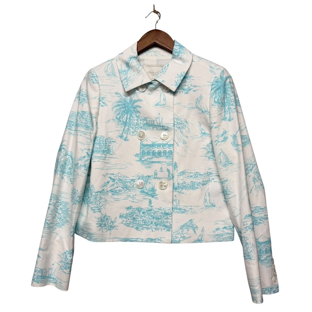 Brooks Brothers Jacket Womens 6 Cotton Donny Bermuda Toile Double Breasted Coast